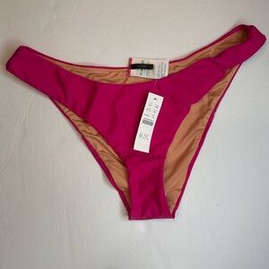NWT J.Crew Curved Waist Cheeky Bikini Bottom Women's Bright Pink Size Medium